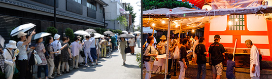 迎え鐘を待つ参詣者